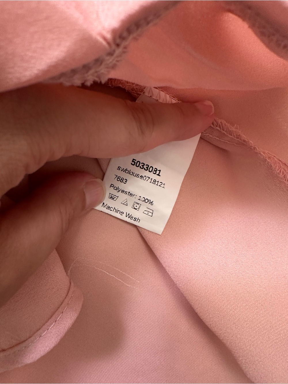 Blush Pink Wrap-Front Short Sleeve Blouse - SHEIN - Picture 6 of 6